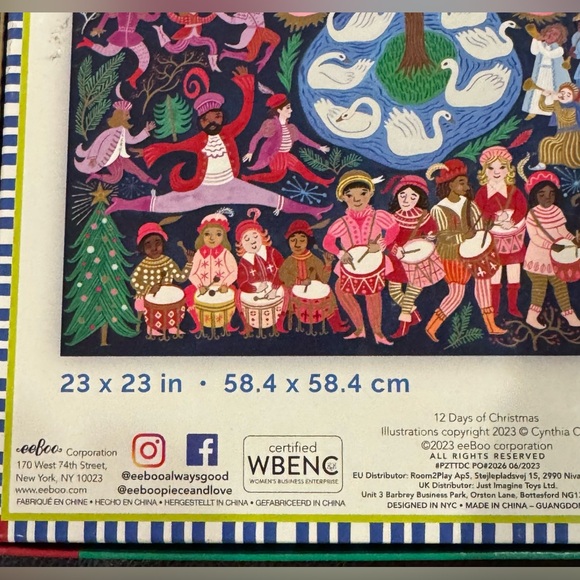 Eeboo 1000 piece jigsaw puzzle - 12 Days of Christmas - no missing pieces - Picture 6 of 6